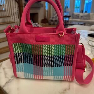 Kate Spade Pink Multicolor Plaid Tote Bag